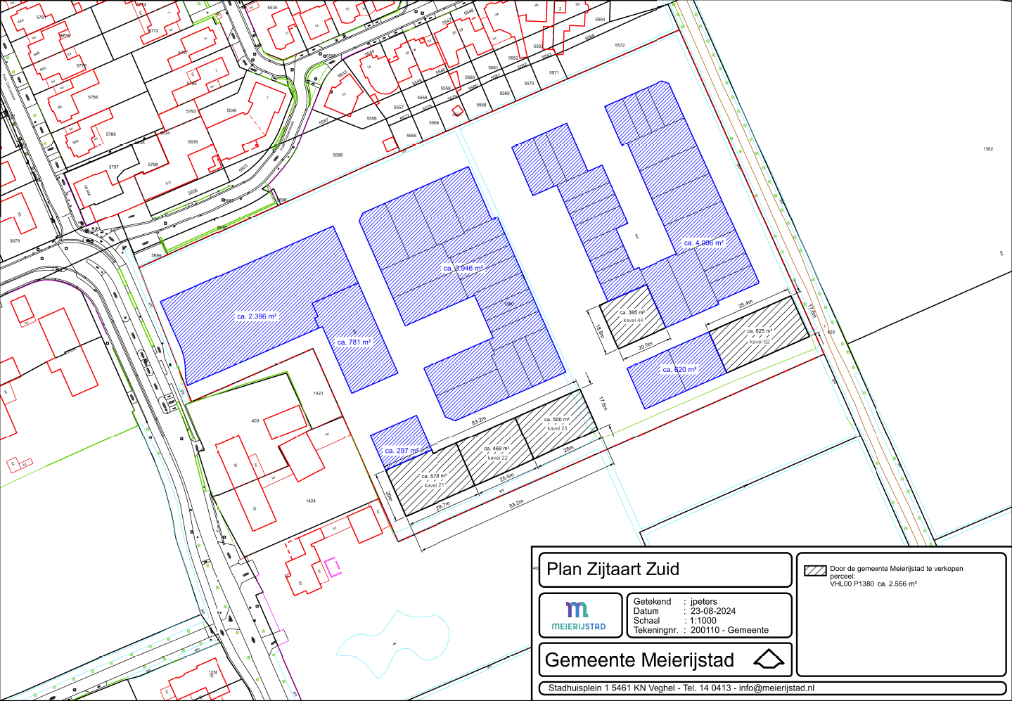  Verkoop kavels Gemeente - Plan Zijtaart Zuid afmetingen