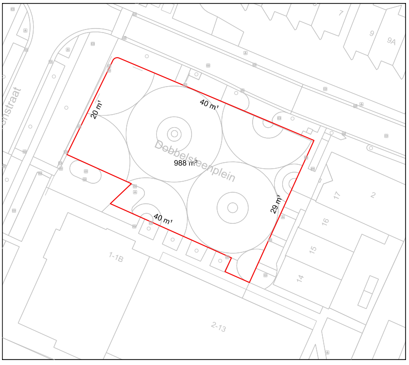Mariaheide, Dobbelsteenplein, evenemententerrein van 988 vierkante meter