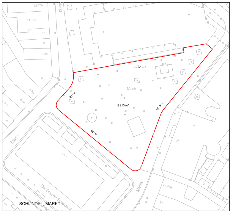 Schijndel, Markt, evenemententerrein van 2.215 vierkante meter